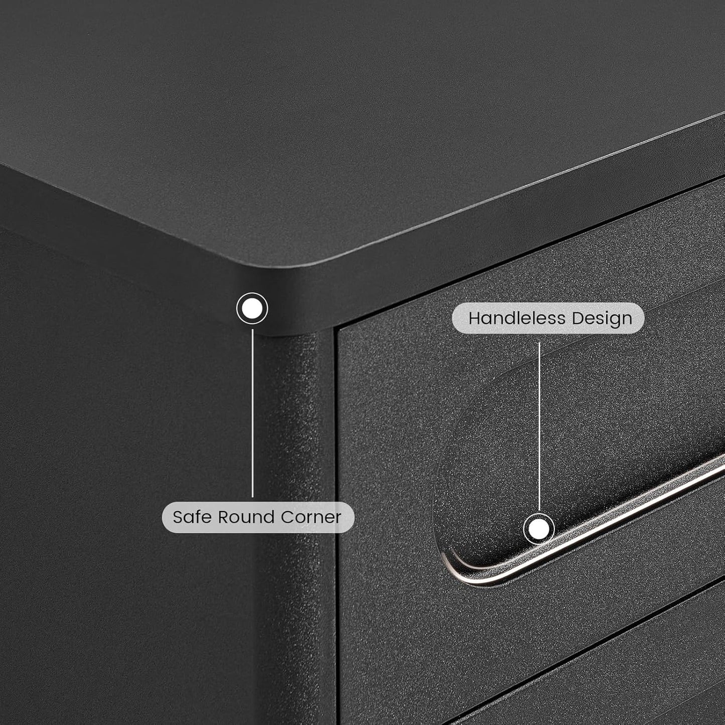 Night Stand, Nightstand with 3 Drawers, 21.7''(W) x 15.8''(D) Large Night Stand Bedside Tables for Bedroom, Modern Storage Bedside Table for End Tables, Sofa, Black