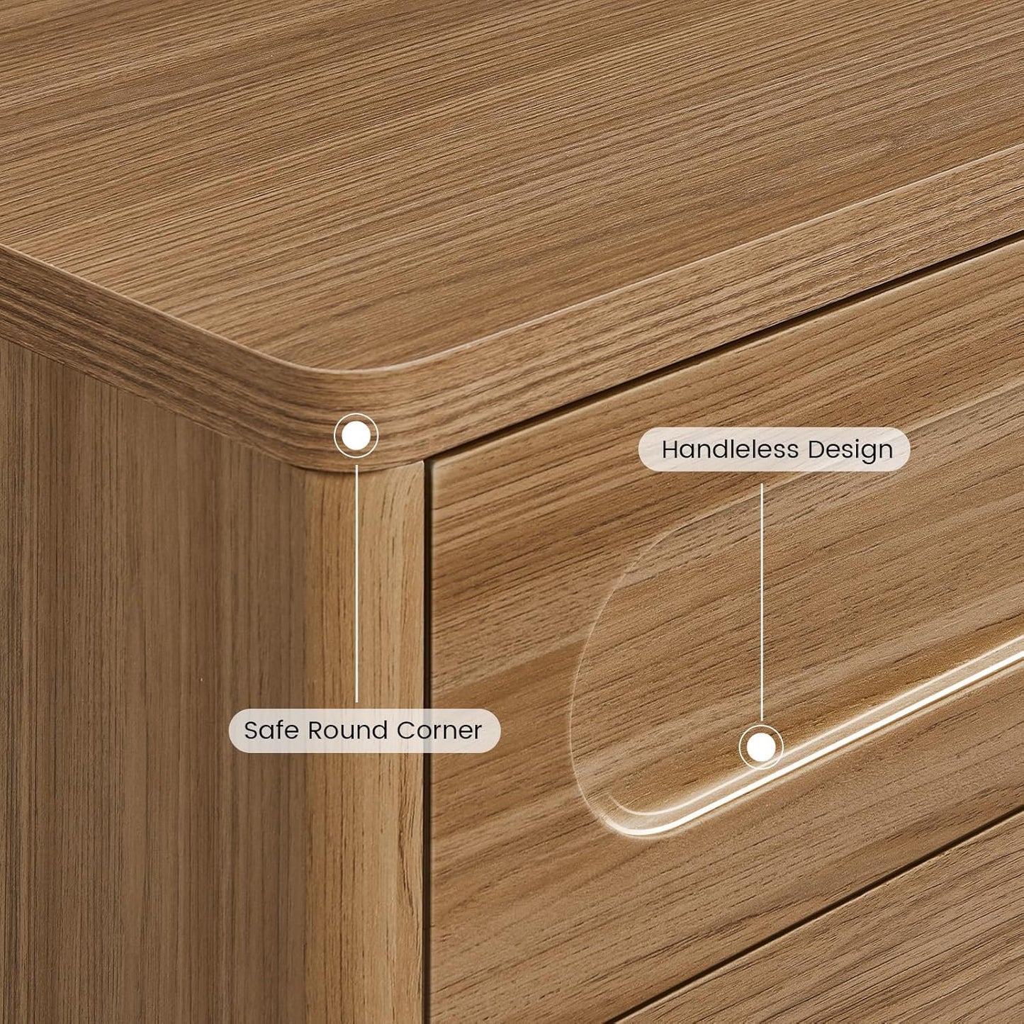 Night Stand, Nightstand with 3 Drawers, 21.7''(W) x 15.8''(D) Large Night Stand Bedside Tables for Bedroom, Modern Storage Bedside Table for Living Room, End Tables, Sofa,Oak Brown