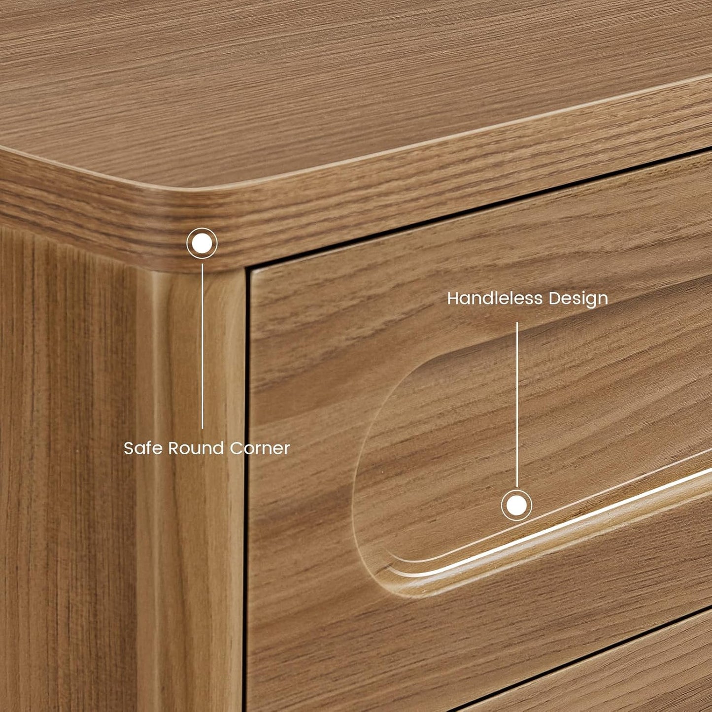Sideboard Buffet Cabinet with Storage, Curved Design Modern Coffee Bar Cabinet with 2 Doors and Adjustable Shelves, Storage Cabinet for Living Room, Kitchen, Hallway (Oak Brown)