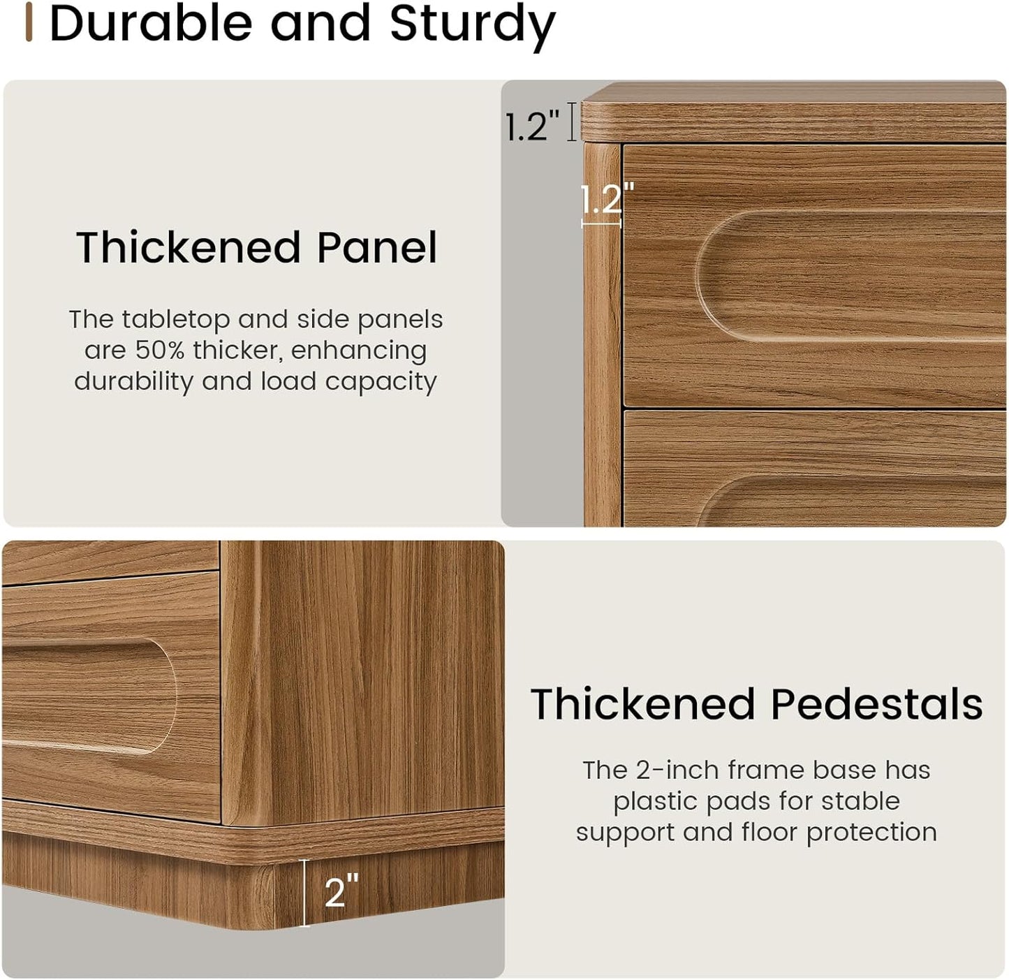 Sideboard Buffet Cabinet with Storage, Curved Design Modern Coffee Bar Cabinet with 2 Doors and Adjustable Shelves, Storage Cabinet for Living Room, Kitchen, Hallway (Oak Brown)
