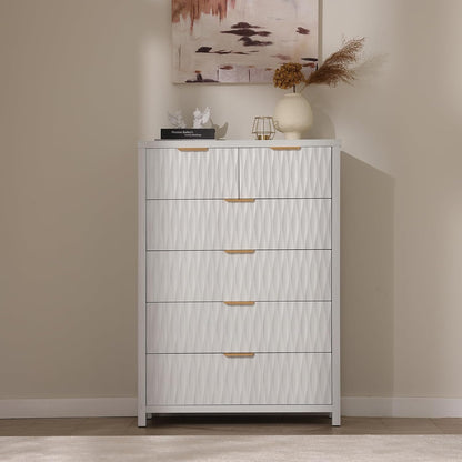 SUCSSRICH Wooden Fluted Dresser 8 Drawers for Bedroom & Living Room