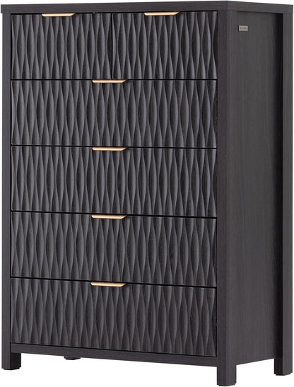 SUCSSRICH Wooden Fluted Dresser 8 Drawers for Bedroom & Living Room
