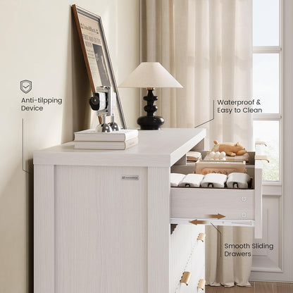 SUCSSRICH Wooden Fluted Dresser 8 Drawers for Bedroom & Living Room