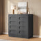Sideboard Buffet Cabinet with Storage, Curved Design Modern Coffee Bar Cabinet with 2 Doors and Adjustable Shelves, Storage Cabinet for Living Room, Kitchen, Hallway (Oak Brown)