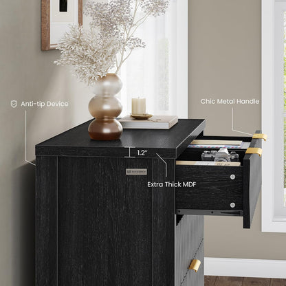 SUCSSRICH Wooden Fluted Dresser 8 Drawers for Bedroom & Living Room