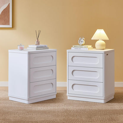 Night Stand, Nightstand with 3 Drawers, 21.7''(W) x 15.8''(D) Large Night Stand Bedside Tables for Bedroom, Modern Storage Bedside Table for End Tables, Sofa, Black