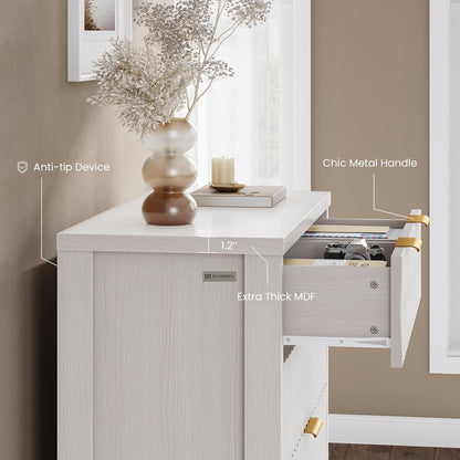 SUCSSRICH Wooden Fluted Dresser 8 Drawers for Bedroom & Living Room