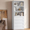 Bookcase with 4 Drawers, 72.1" Tall Bookshelf with 3 Storage Shelves, Large Bookshelves Cabinet for Living Room, Bedroom, Home Office (Oak Brown)