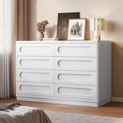 Dresser for Bedroom with 8 Drawers, 47.2" Wide Dresser for Closet with Deep Drawer, Large Wood TV Stand, Modern Chest of Drawers for Bedroom, Hallway, Oakbrown