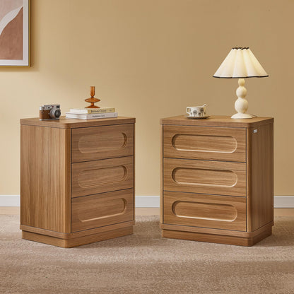 Night Stand, Nightstand with 3 Drawers, 21.7''(W) x 15.8''(D) Large Night Stand Bedside Tables for Bedroom, Modern Storage Bedside Table for End Tables, Sofa, Black
