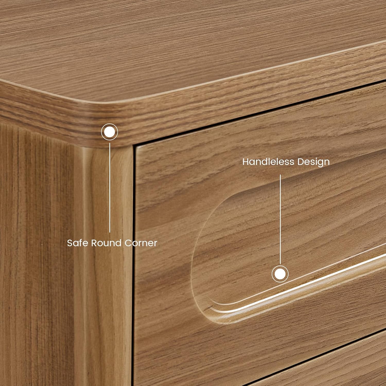 Sideboard Buffet Cabinet with Storage, Curved Design Modern Coffee Bar Cabinet with 2 Doors and Adjustable Shelves, Storage Cabinet for Living Room, Kitchen, Hallway (Oak Brown)