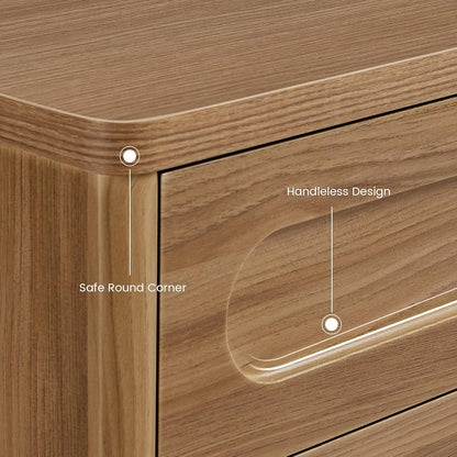 Sideboard Buffet Cabinet with Storage, Curved Design Modern Coffee Bar Cabinet with 2 Doors and Adjustable Shelves, Storage Cabinet for Living Room, Kitchen, Hallway (Oak Brown)