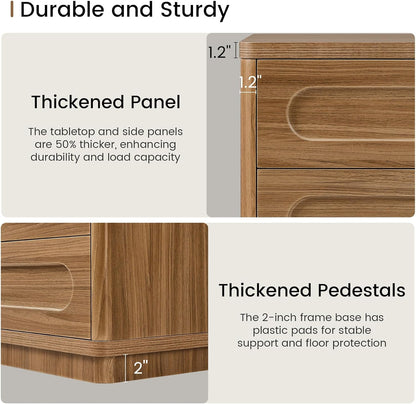 Sideboard Buffet Cabinet with Storage, Curved Design Modern Coffee Bar Cabinet with 2 Doors and Adjustable Shelves, Storage Cabinet for Living Room, Kitchen, Hallway (Oak Brown)