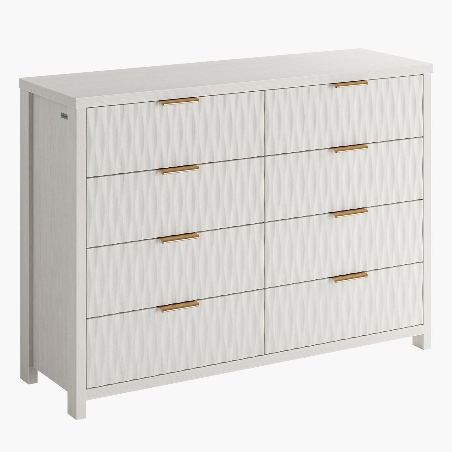 SUCSSRICH Modern Fluted Wood Dresser - 8-Drawer Storage Chest w/Metal Handles