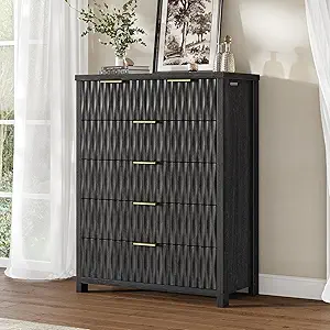 SUCSSRICH Wooden Fluted Dresser 8 Drawers for Bedroom & Living Room
