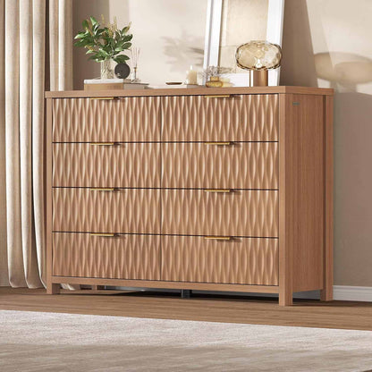 Sikaic Dresser Fluted Dresser with 8 Drawers Brown Brown / Engineered Wood / Modern